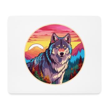Wolf Buntes Aquarell Cartoon Kawaii Tier - Mousepad (Querformat) - Weiß - Vorne