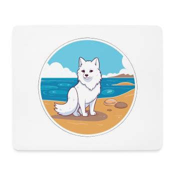 Arktisfuchs Aquarell Cartoon Kawaii Clipart Haustier - Mousepad (Querformat) - Weiß - Vorne