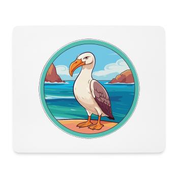 Albatross Watercolor Cartoon Kawaii Clipart Animal - Mouse Pad (horizontal) - white - Front