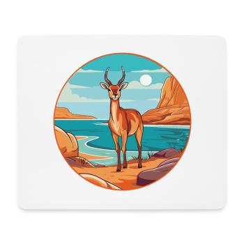 Antilope aquarelle dessin animé Kawaii Clipart Animal - Tapis de souris (format paysage) - blanc - Devant