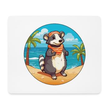 Blaireau Aquarelle Dessin Animé Kawaii Clipart Animal - Tapis de souris (format paysage) - blanc - Devant
