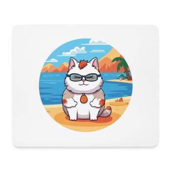 Katze Aquarell Karikatur Kawaii Clipart Tier - Mousepad (Querformat) - Weiß - Vorne
