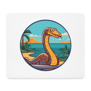 Cobra aquarelle dessin animé Kawaii Clipart Animal - Tapis de souris (format paysage) - blanc - Devant