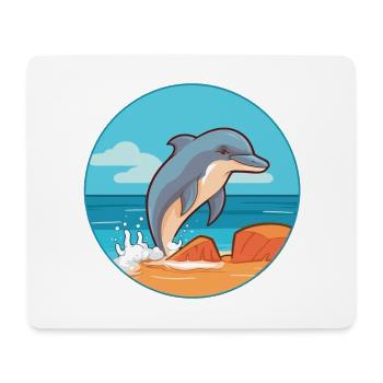 Dolphin Watercolor Cartoon Kawaii Clipart Animal - Mouse Pad (horizontal) - white - Front