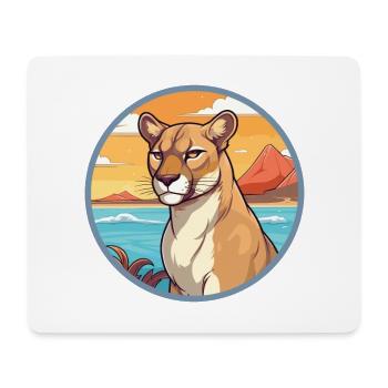 Cougar aquarelle dessin animé Kawaii Clipart Animal - Tapis de souris (format paysage) - blanc - Devant