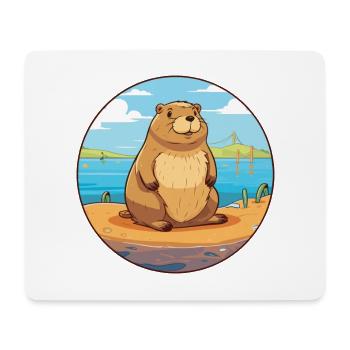 Biber Aquarell Cartoon Kawaii Clipart Tier - Mousepad (Querformat) - Weiß - Vorne