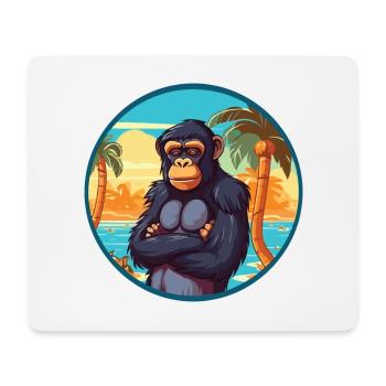 Bonobo Watercolor Cartoon Kawaii Clipart Animal - Mouse Pad (horizontal) - white - Front