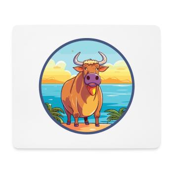 Bull Watercolor Cartoon Kawaii Clipart Animal - Mouse Pad (horizontal) - white - Front
