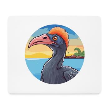 Cassowary Watercolor Cartoon Kawaii Clipart Animal - Mouse Pad (horizontal) - white - Front