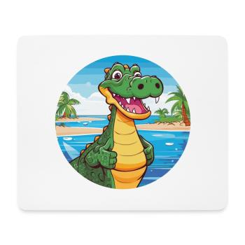 Crocodile Watercolor Cartoon Kawaii Clipart Animal - Mouse Pad (horizontal) - white - Front