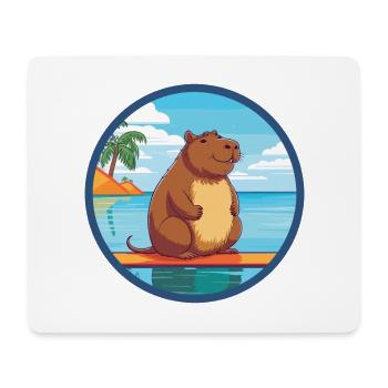 Capybara Watercolor Cartoon Kawaii Clipart Animal - Mouse Pad (horizontal) - white - Front