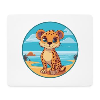 Cheetah Watercolor Cartoon Kawaii Clipart Animal - Mouse Pad (horizontal) - white - Front