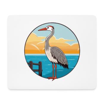 Grue Aquarelle Cartoon Kawaii Clipart Animal - Tapis de souris (format paysage) - blanc - Devant
