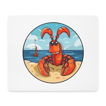 Homard aquarelle dessin animé Kawaii Clipart Animal - Tapis de souris (format paysage) - blanc - Devant
