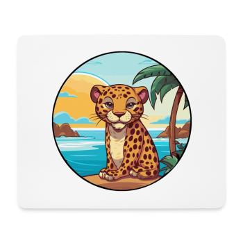 Leopard Watercolor Cartoon Kawaii Clipart Animal - Mouse Pad (horizontal) - white - Front