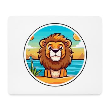 Lion aquarelle dessin animé Kawaii Clipart Animal - Tapis de souris (format paysage) - blanc - Devant