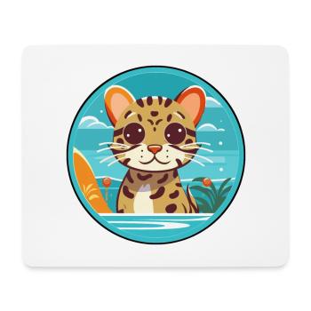 Ocelot Watercolor Cartoon Kawaii Clipart Animal - Mouse Pad (horizontal) - white - Front