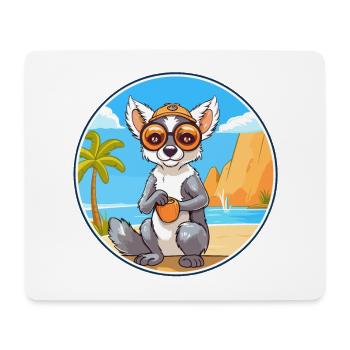 Lemur Watercolor Cartoon Kawaii Clipart Animal - Mouse Pad (horizontal) - white - Front