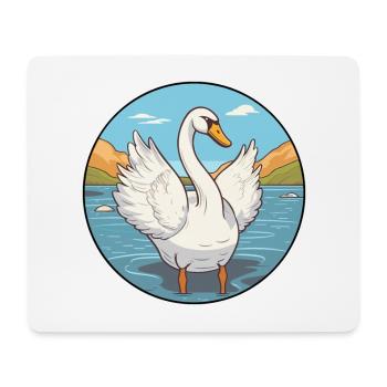 Cygne aquarelle dessin animé Kawaii Clipart Animal - Tapis de souris (format paysage) - blanc - Devant