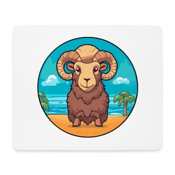 Ram Watercolor Cartoon Kawaii Clipart Animal - Mouse Pad (horizontal) - white - Front