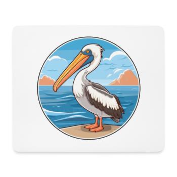 Pelican Watercolor Cartoon Kawaii Clipart Animal - Mouse Pad (horizontal) - white - Front