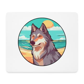Wolf Watercolor Cartoon Kawaii Clipart Animal - Mouse Pad (horizontal) - white - Front