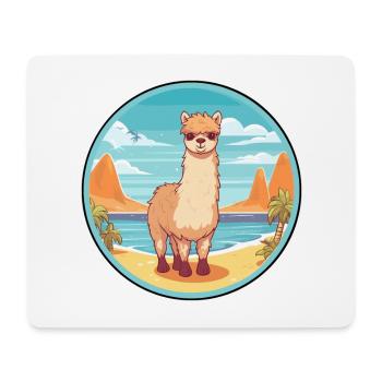 Alpaga aquarelle dessin animé Kawaii Clipart Animal - Tapis de souris (format paysage) - blanc - Devant