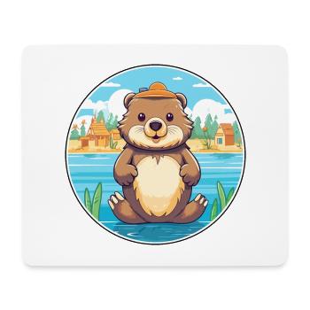 Biber Aquarell Cartoon Kawaii Clipart Tier - Mousepad (Querformat) - Weiß - Vorne