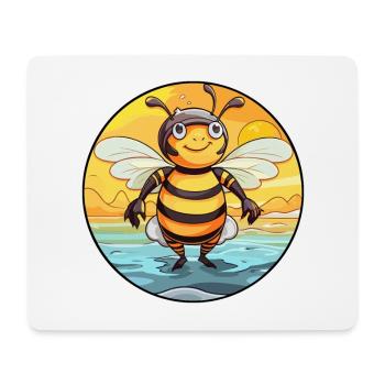 Bee Watercolor Cartoon Kawaii Clipart Animal - Mouse Pad (horizontal) - white - Front