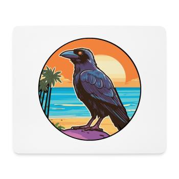 Crow Watercolor Cartoon Kawaii Clipart Animal - Mouse Pad (horizontal) - white - Front