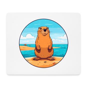 Und täglich grüßt das Murmeltier Aquarell Karikatur Kawaii Clipart Tier - Mousepad (Querformat) - Weiß - Vorne