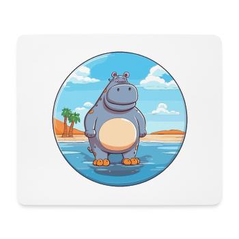 Hippo Watercolor Cartoon Kawaii Clipart Animal - Mouse Pad (horizontal) - white - Front