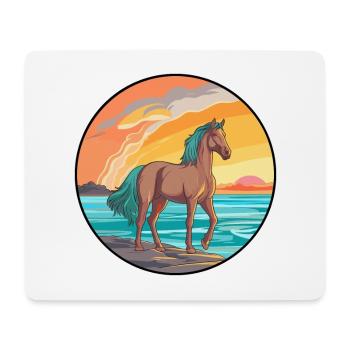 Pferd Aquarell Karikatur Kawaii Clipart Tier - Mousepad (Querformat) - Weiß - Vorne