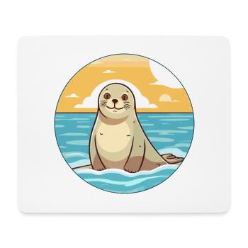 Seal Watercolor Cartoon Kawaii Clipart Animal - Mouse Pad (horizontal) - white - Front