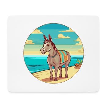 Âne aquarelle dessin animé Kawaii Clipart Animal - Tapis de souris (format paysage) - blanc - Devant