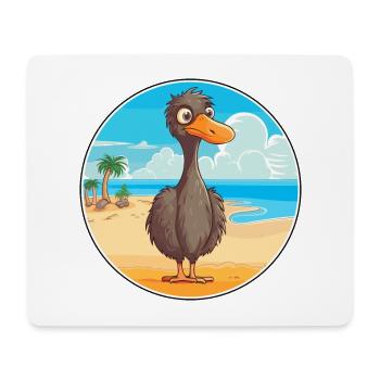 Emu Watercolor Cartoon Kawaii Clipart Animal - Mouse Pad (horizontal) - white - Front