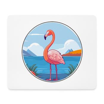 Flamant rose aquarelle dessin animé Kawaii Clipart Animal - Tapis de souris (format paysage) - blanc - Devant