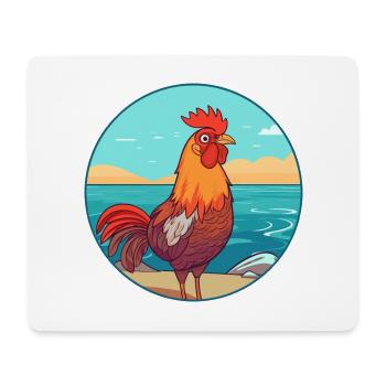 Hahn Aquarell Karikatur Kawaii Clipart Tier - Mousepad (Querformat) - Weiß - Vorne