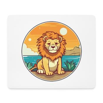 Lion aquarelle dessin animé Kawaii Clipart Animal - Tapis de souris (format paysage) - blanc - Devant