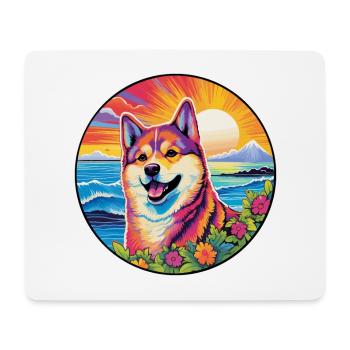 Akita Hunderasse bunte Karikatur Aquarell - Mousepad (Querformat) - Weiß - Vorne