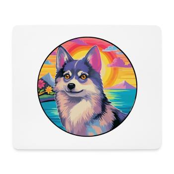 Alaskan Klee Kai Dog Breed Colorful Cartoon Waterc - Mouse Pad (horizontal) - white - Front