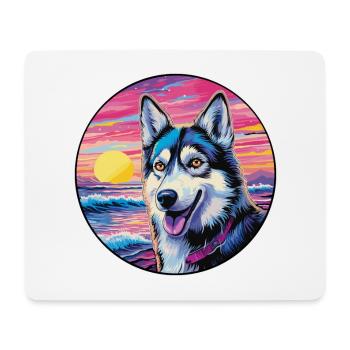 Alaskan Husky Dog Breed Colorful Cartoon Watercolo - Mouse Pad (horizontal) - white - Front