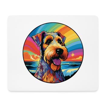 Airedale Terrier Hunderasse Bunte Karikatur Wasserc - Mousepad (Querformat) - Weiß - Vorne