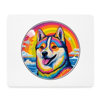 Amerikanische Akita-Hunderasse Bunte Karikatur Watercol - Mousepad (Querformat) - Weiß - Vorne