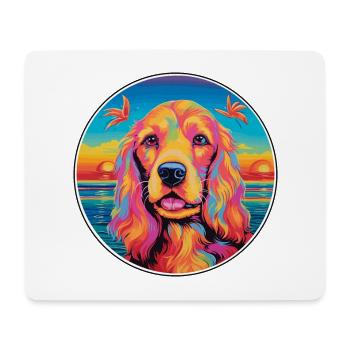 American Cocker Spaniel Chien Race Coloré Dessin Animé - Tapis de souris (format paysage) - blanc - Devant