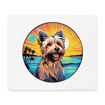 Australian Silky Terrier Dog Breed Colorful Cartoo - Mouse Pad (horizontal) - white - Front