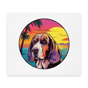 Basset Hund Hund Rasse Bunte Karikatur Aquarell - Mousepad (Querformat) - Weiß - Vorne