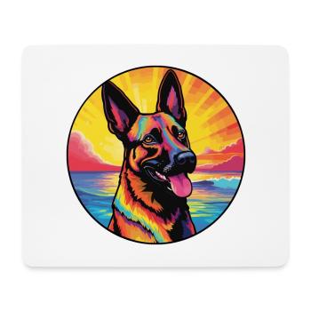 Belgian Malinois Dog Breed Colorful Cartoon Waterc - Mouse Pad (horizontal) - white - Front