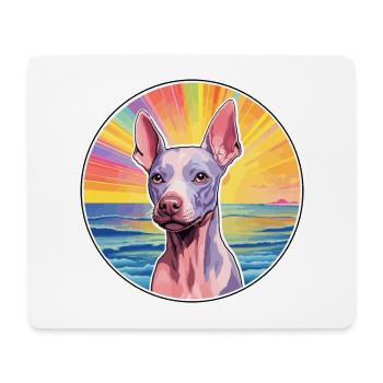 American Hairless Terrier Race de chien Carto coloré - Tapis de souris (format paysage) - blanc - Devant
