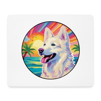 Berger Blanc Suisse Race De Chien Coloré Dessin Animé Wat - Tapis de souris (format paysage) - blanc - Devant